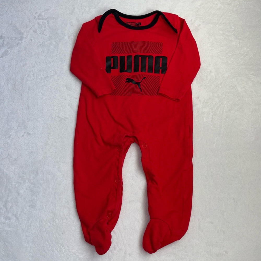 Puma red 3-6 months footie/ sleeper